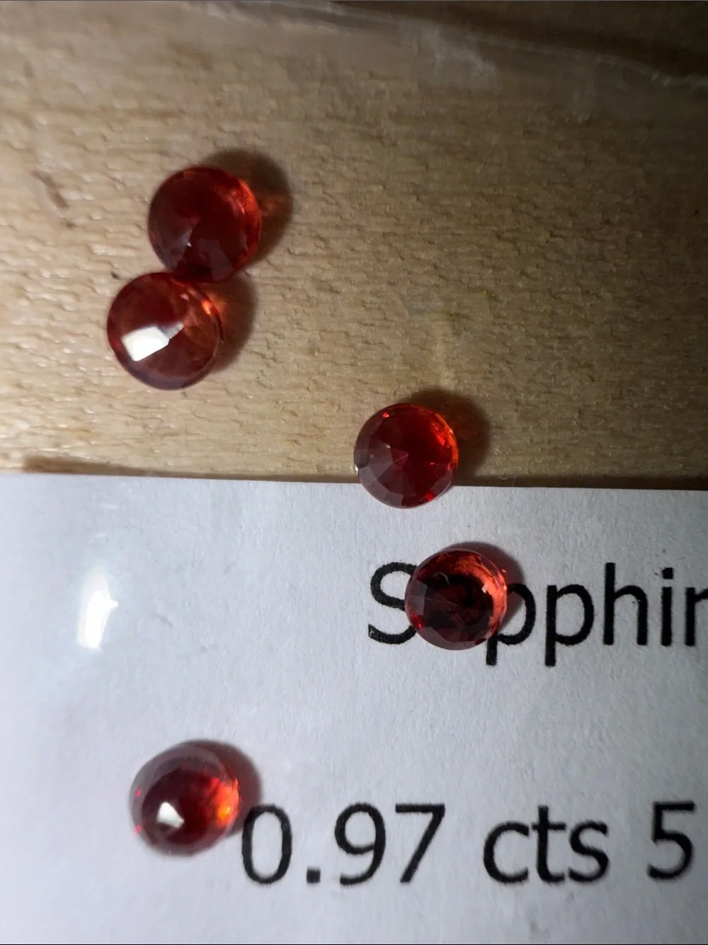 Sapphire Round Red Natural Gemstones (5 pcs)